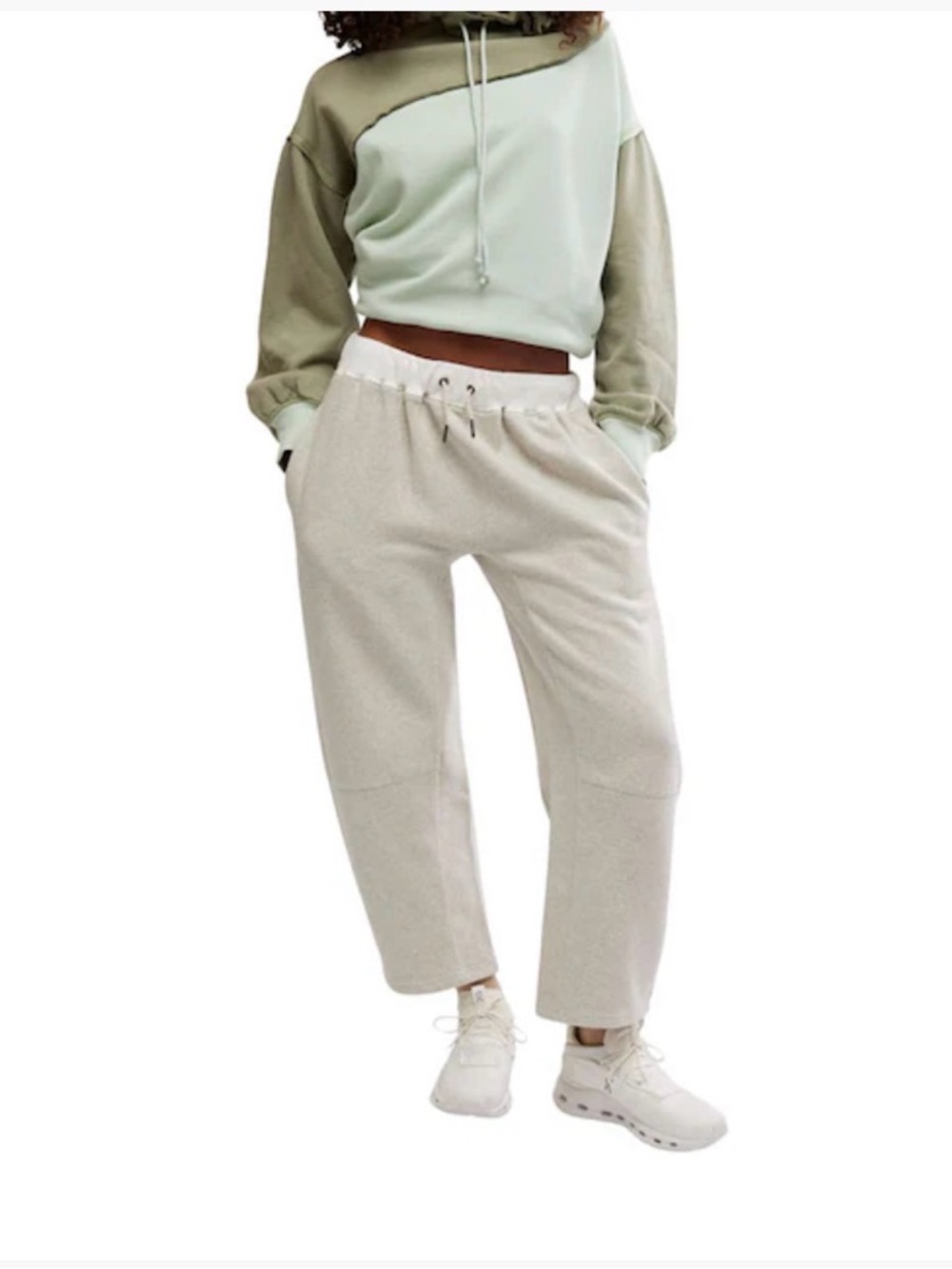 Free People Movement You Wish Pants in the color heather grey, nwt, size L